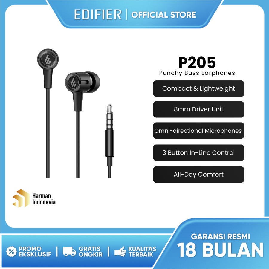 Rekomendasi earphone kabel 3.5mm - Edifier P205